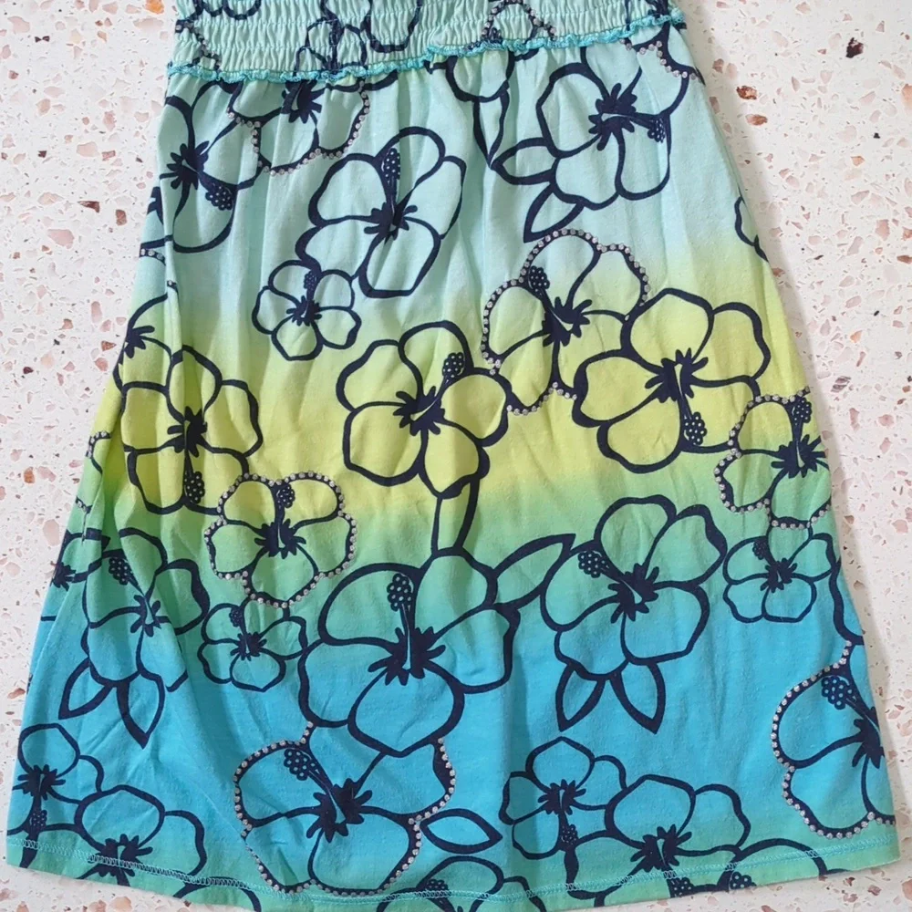 Justice | Ombre Tropical Flower Sundress with Studs and Glitter Dots | 6